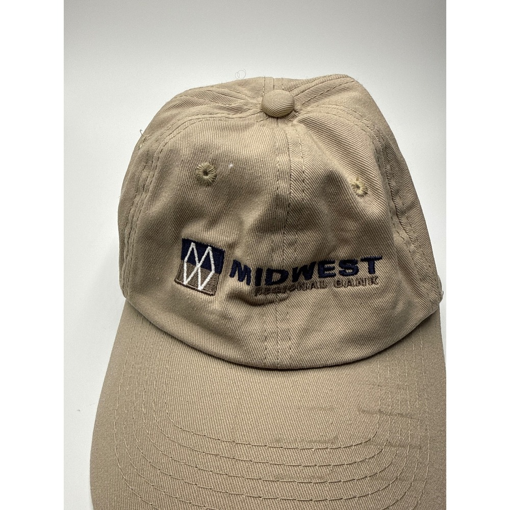 Midwest‎ Regional Bank Hat Tan Khaki Embroidered Dad Cap Adjustable Strapback